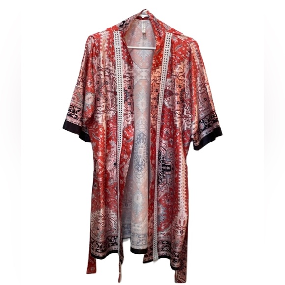 David’s Bridal Multicolor Silky Tie Waist Knee Length Robe Size S/M - Picture 5 of 16